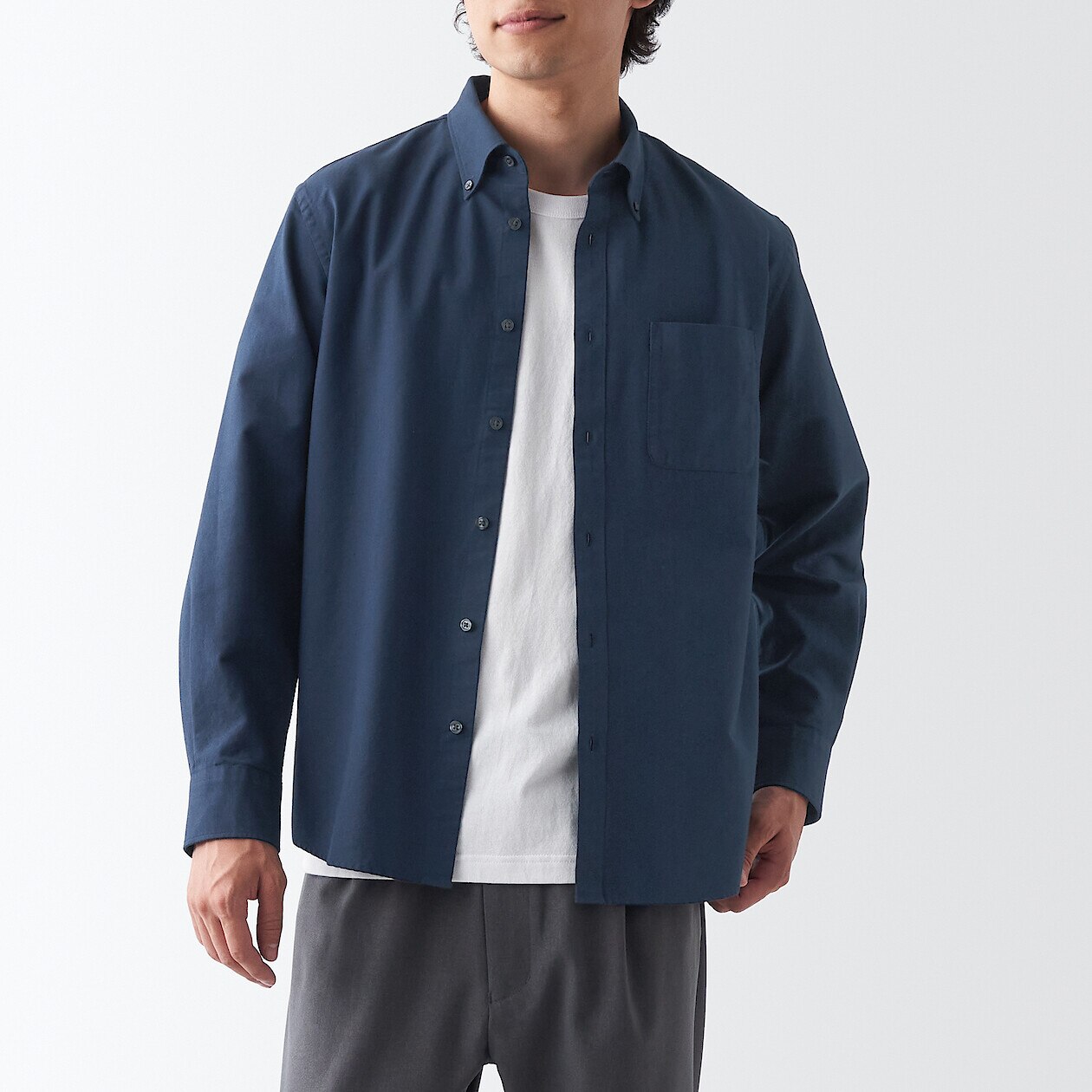 Shop Washed Oxford Button Down Shirt online | Muji Qatar